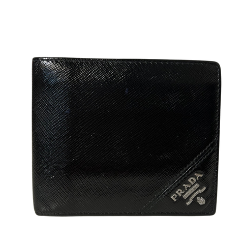 Calfskin Crocodile Embossed Monogram Flap Wallet Black