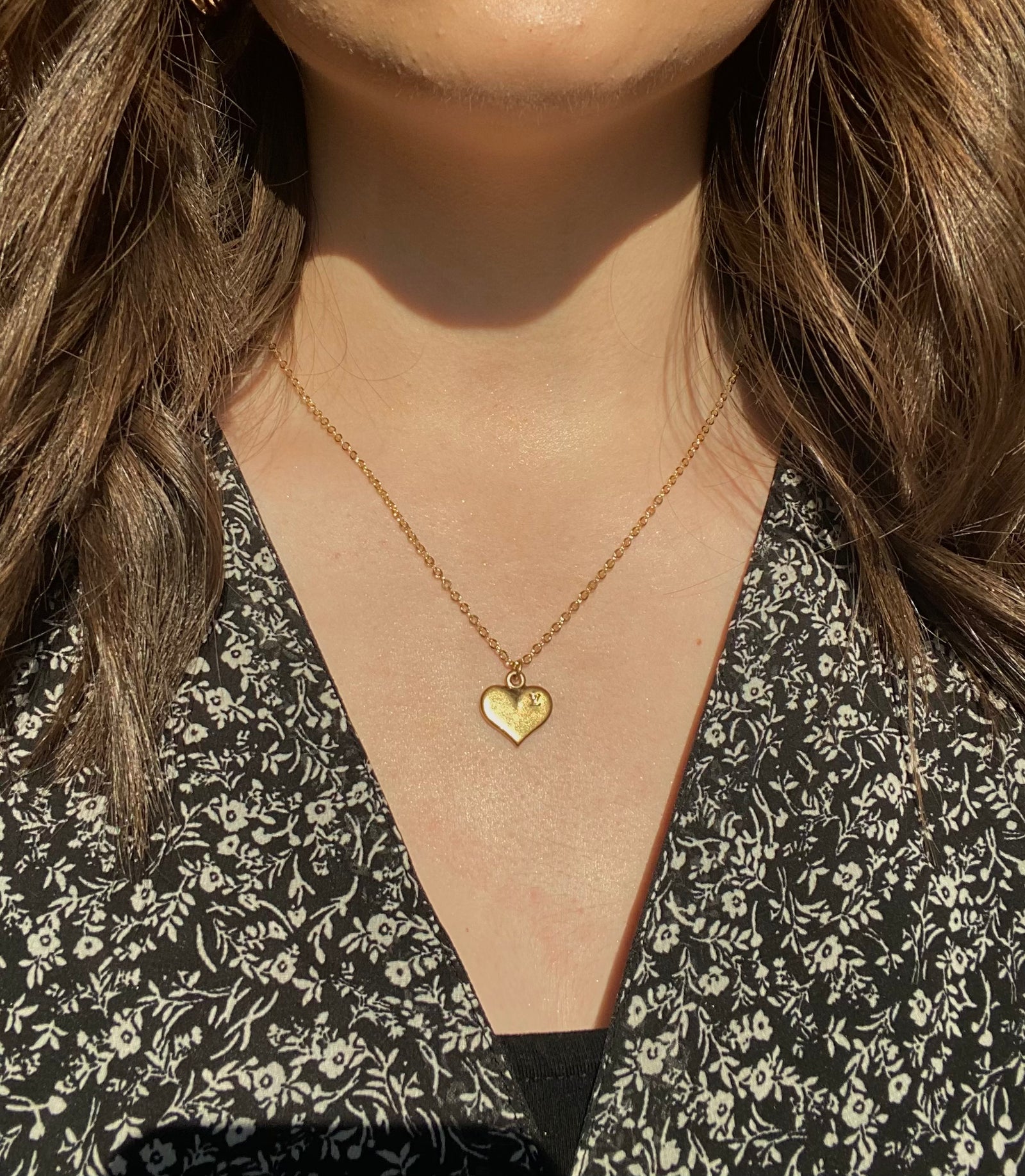 Repurposed Louis Vuitton Heart Pendant Necklace