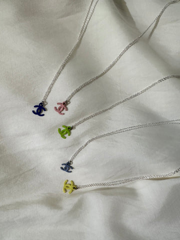 Repurposed Chanel Cube Pendant Necklace