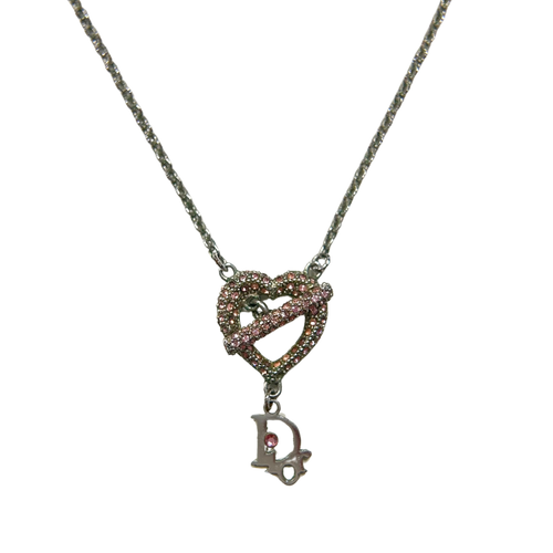 Pink Crystal Heart Pendant Necklace