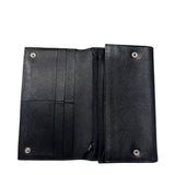 Saffiano Black Leather Logo Flap Wallet
