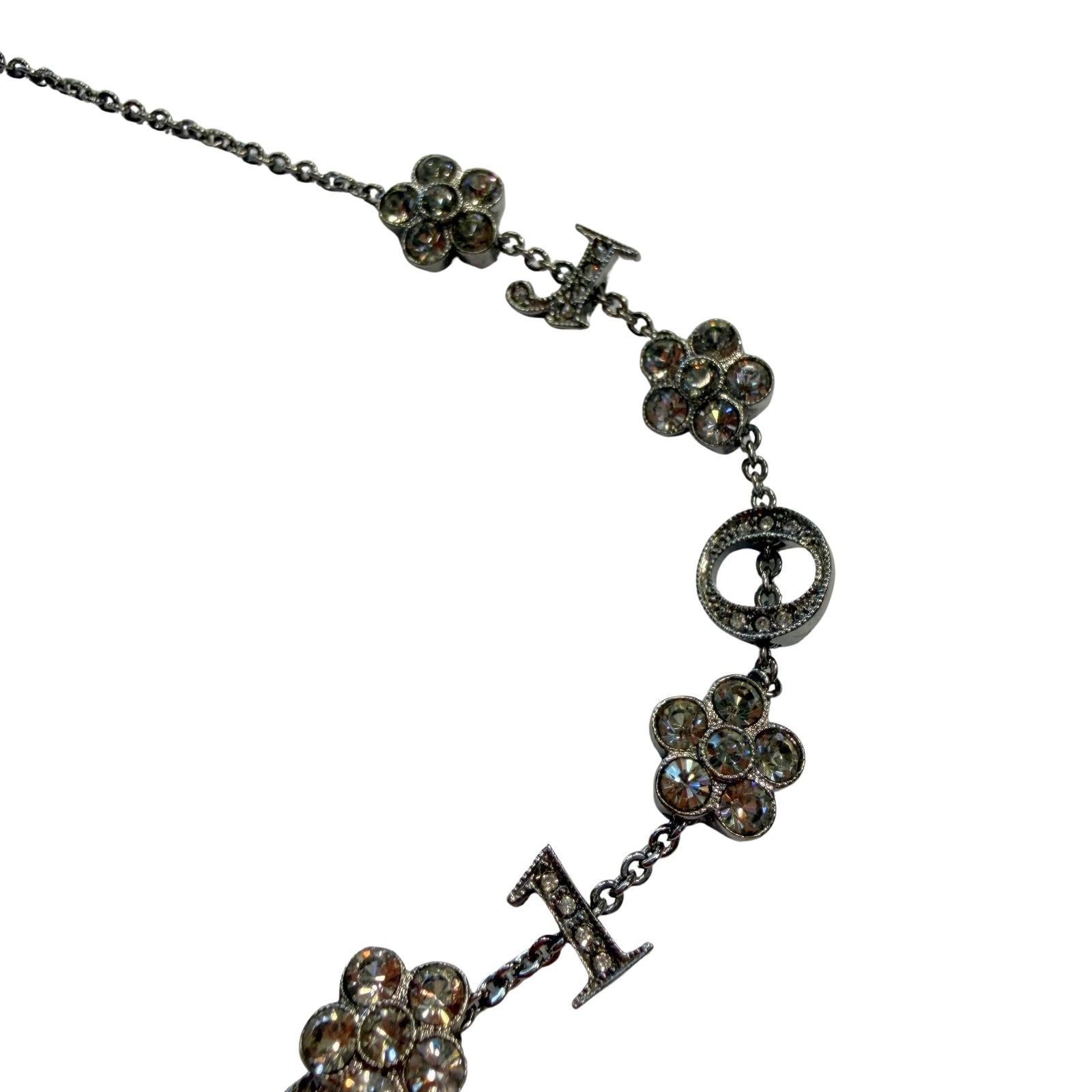 Crystal Necklace in Gunmetal Finish