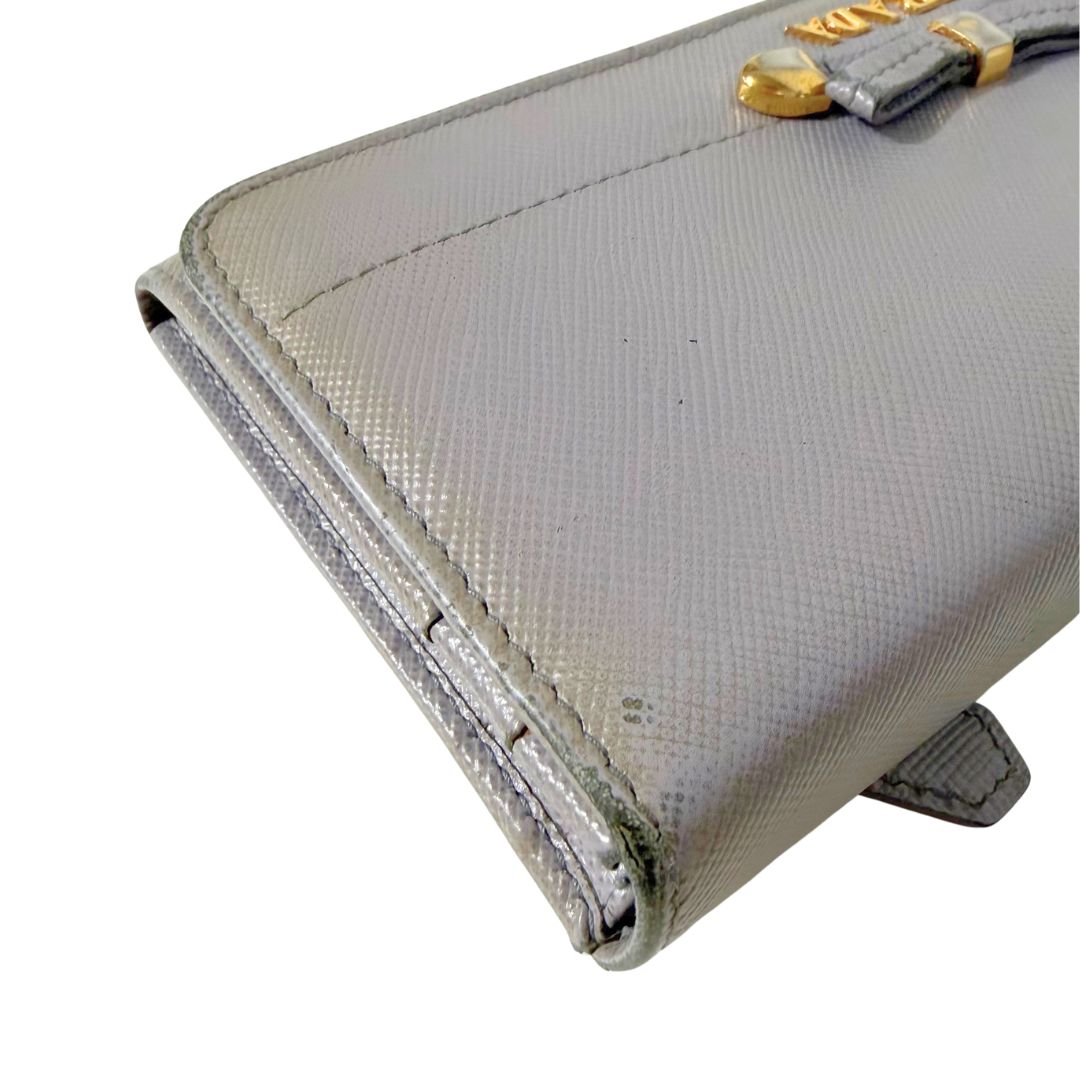 Saffiano Gray Bow Wallet