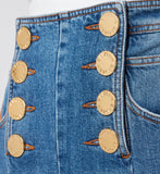 Women's High Waist 8 Button Vintage Skinny Jeans - Blue