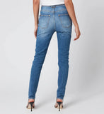 Women's High Waist 8 Button Vintage Skinny Jeans - Blue