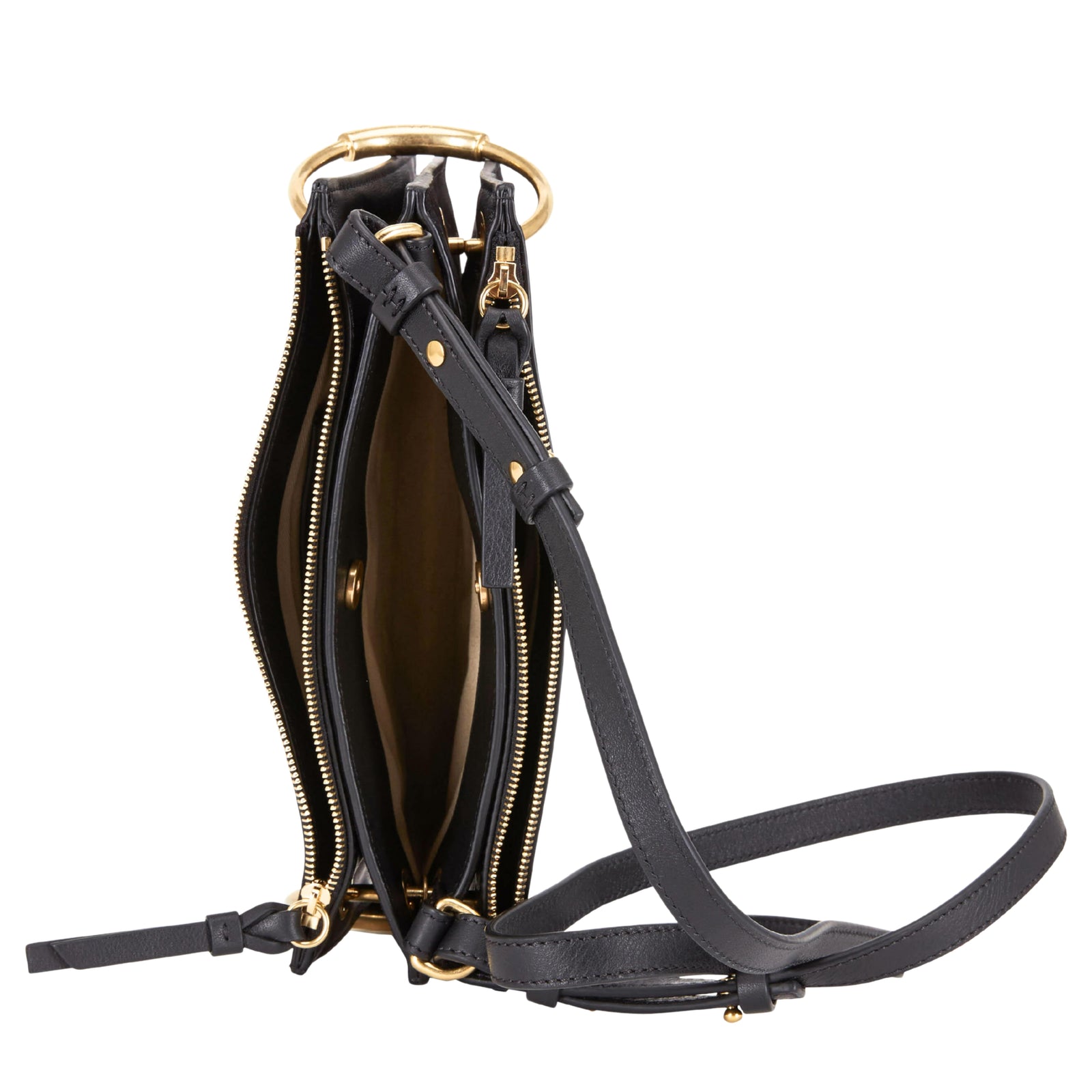 Roy Black Leather & Suede Small Crossbody