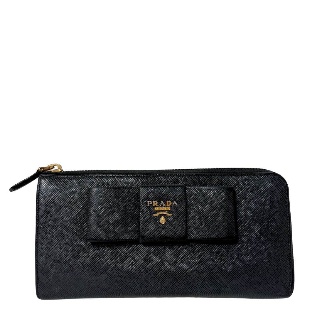 Saffiano Black Bow Wallet