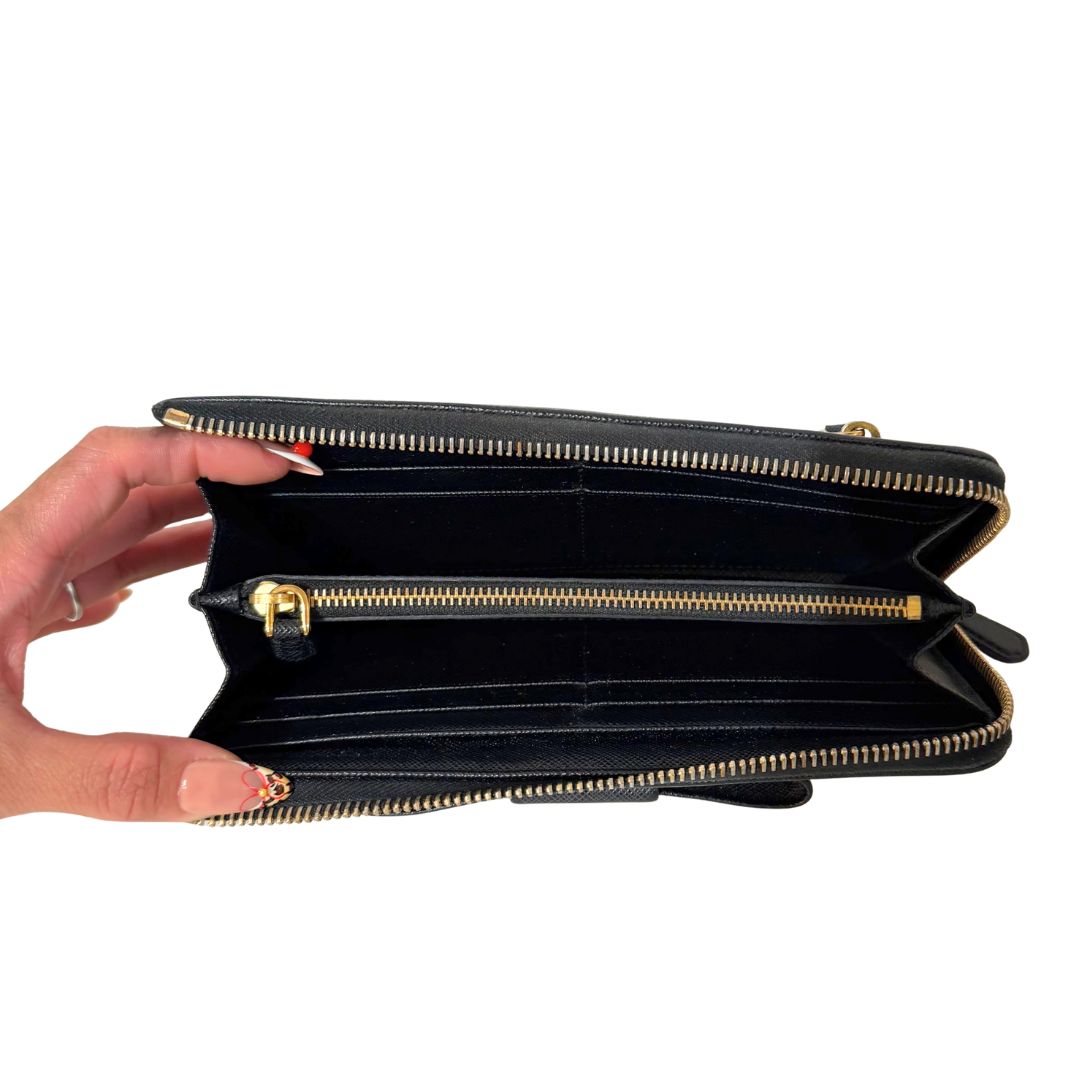 Saffiano Black Bow Wallet