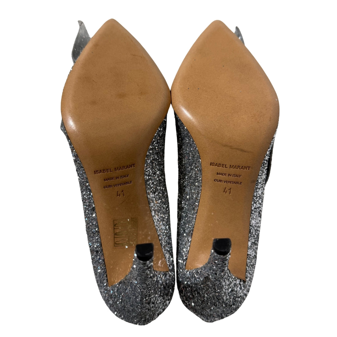 Poetty Metallic Glitter Leather  Pumps 41