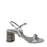 White & Silver Strap Heels 40.5