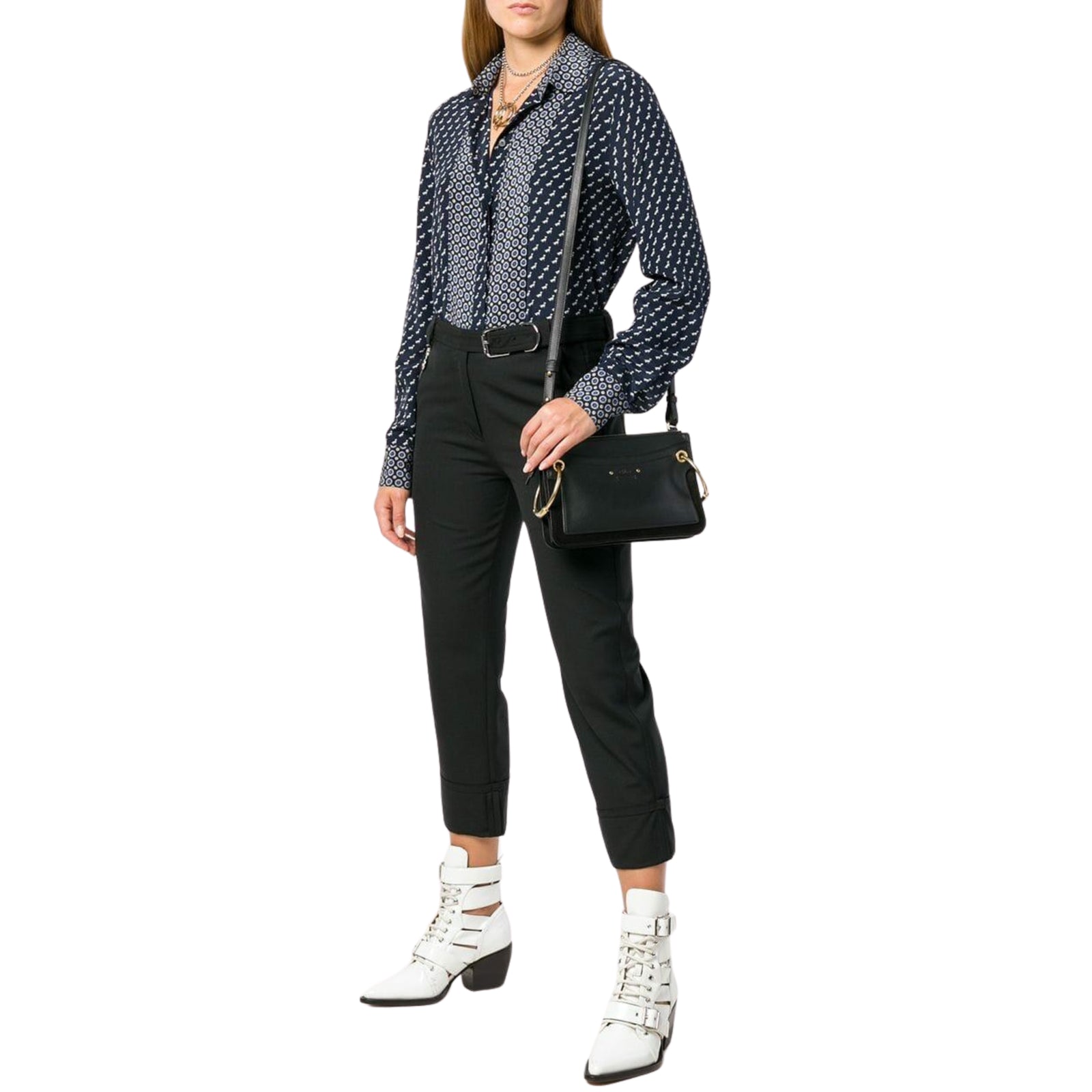 Roy Black Leather & Suede Small Crossbody