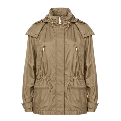Leather Fur Trim Hooded Jacket