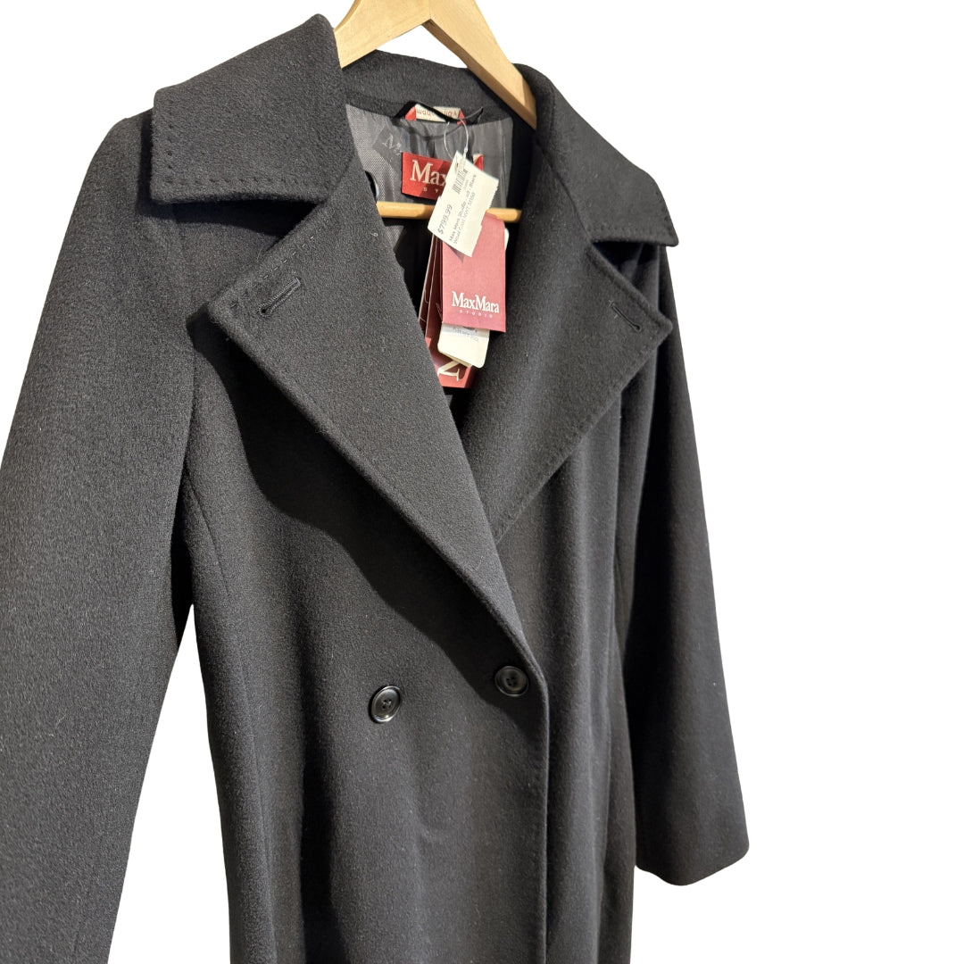 Black Double-Breasted Wool Coat