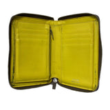 Drummed Calfskin Compact Zip Around Multifunction Wallet