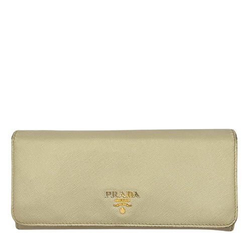 Saffiano Metal Long Wallet Cera Beige