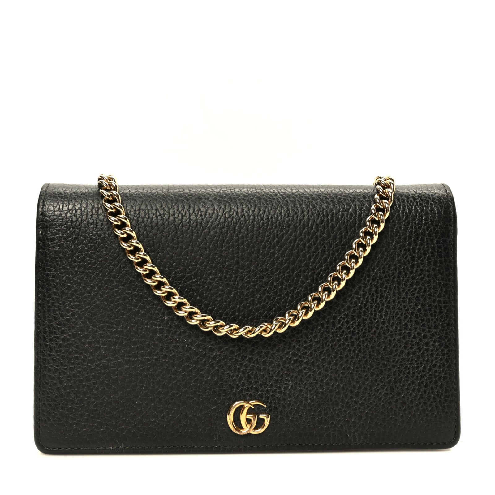 Calfskin Mini GG Marmont Chain Wallet Black