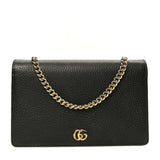 Calfskin Mini GG Marmont Chain Wallet Black