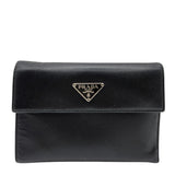 Saffiano Leather Tri-Fold Wallet in Black