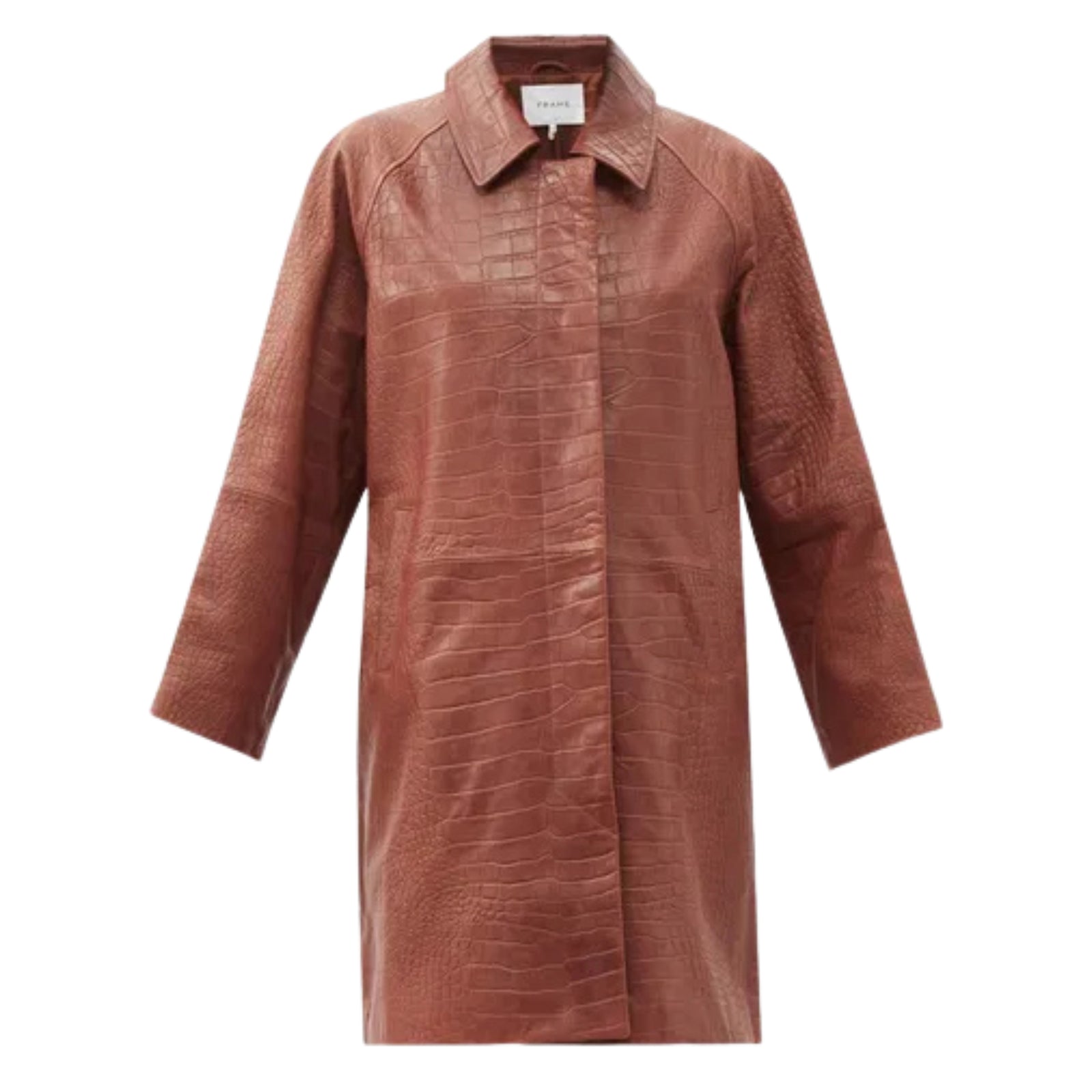 Croc Embossed Leather Coat