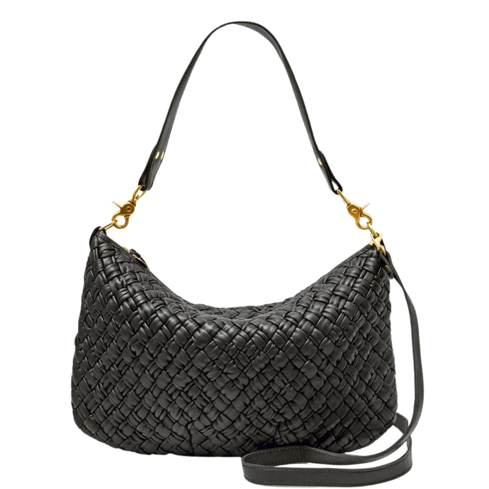 Moyen Black Leather Messenger Bag