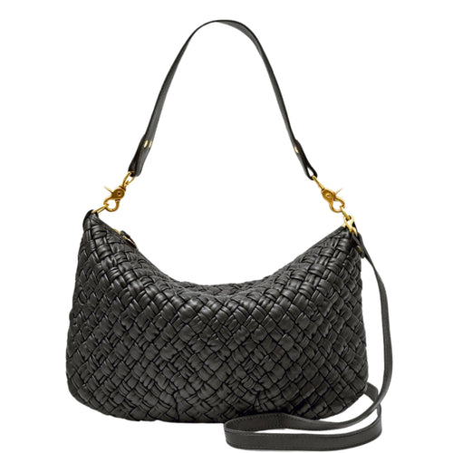Moyen Black Leather Messenger Bag