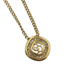 CD Logo Diamond-shaped Rhinestone Necklacde