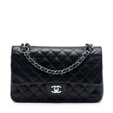 Lambskin Quilted Medium Double Flap Black