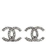 Silver Crystal CC Stud Earrings