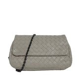Nappa Intrecciato Small Chain Crossbody Light Grey