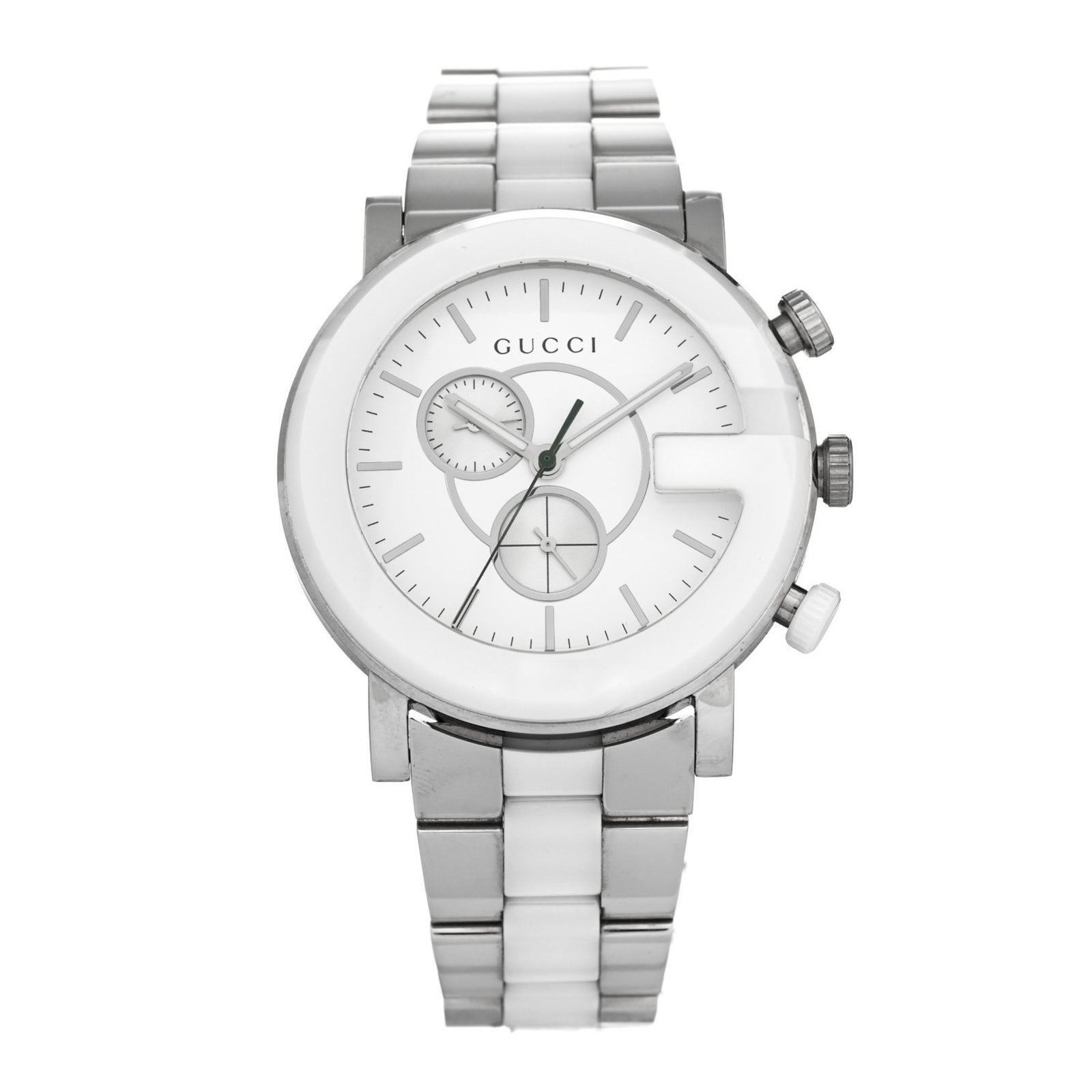 Stainless Steel Ceramic 44mm G-Chrono Chronograph Quartz Watch White