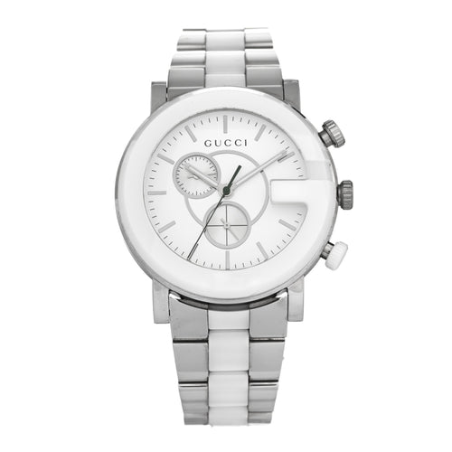 Stainless Steel Ceramic 44mm G-Chrono Chronograph Quartz Watch White