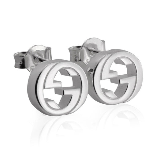 Silver Interlocking G Earrings