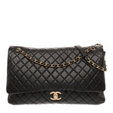Calfskin Quilted XXL Airline Flap Bag Black