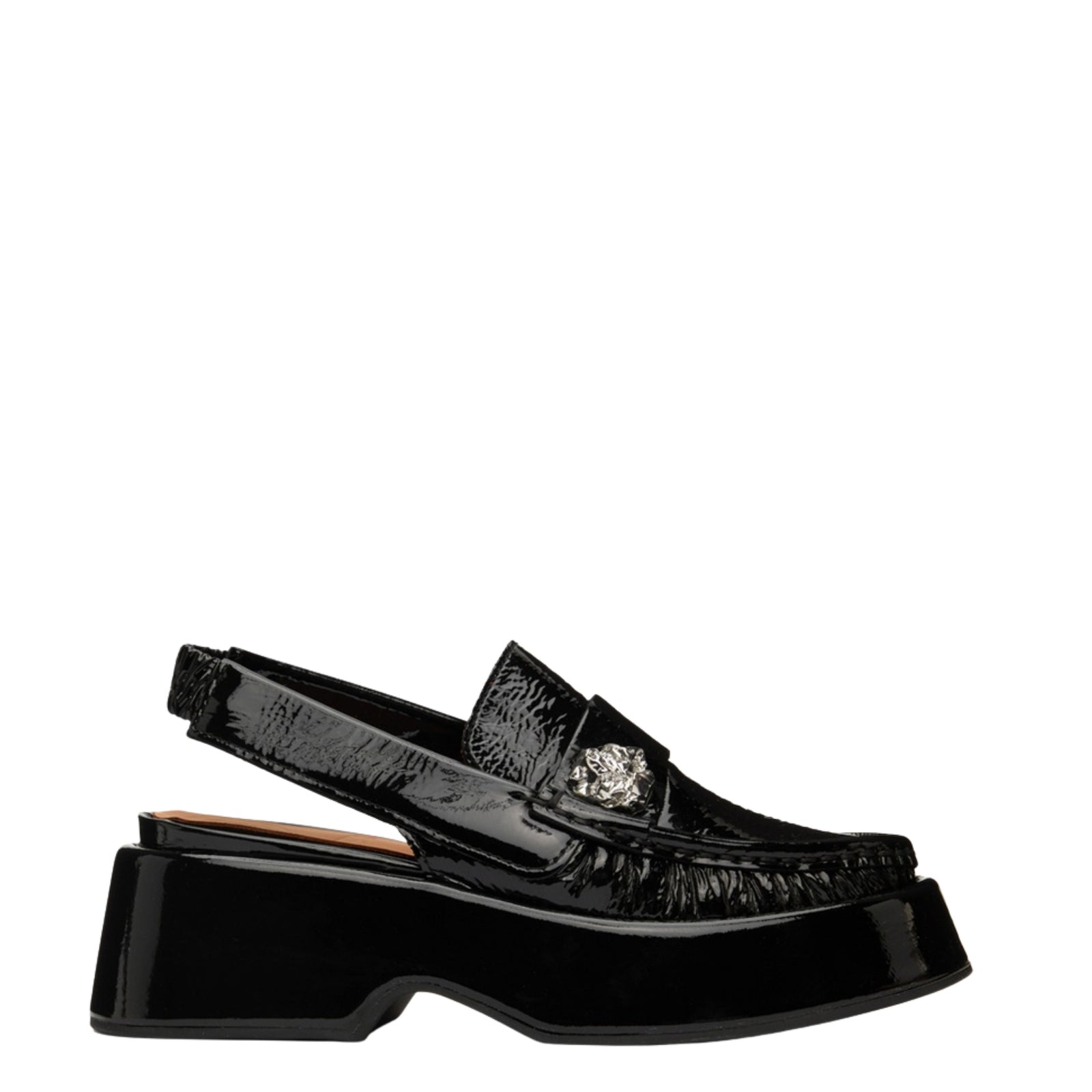Black Retro Slingback Platform Loafers 37