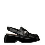Black Retro Slingback Platform Loafers 37