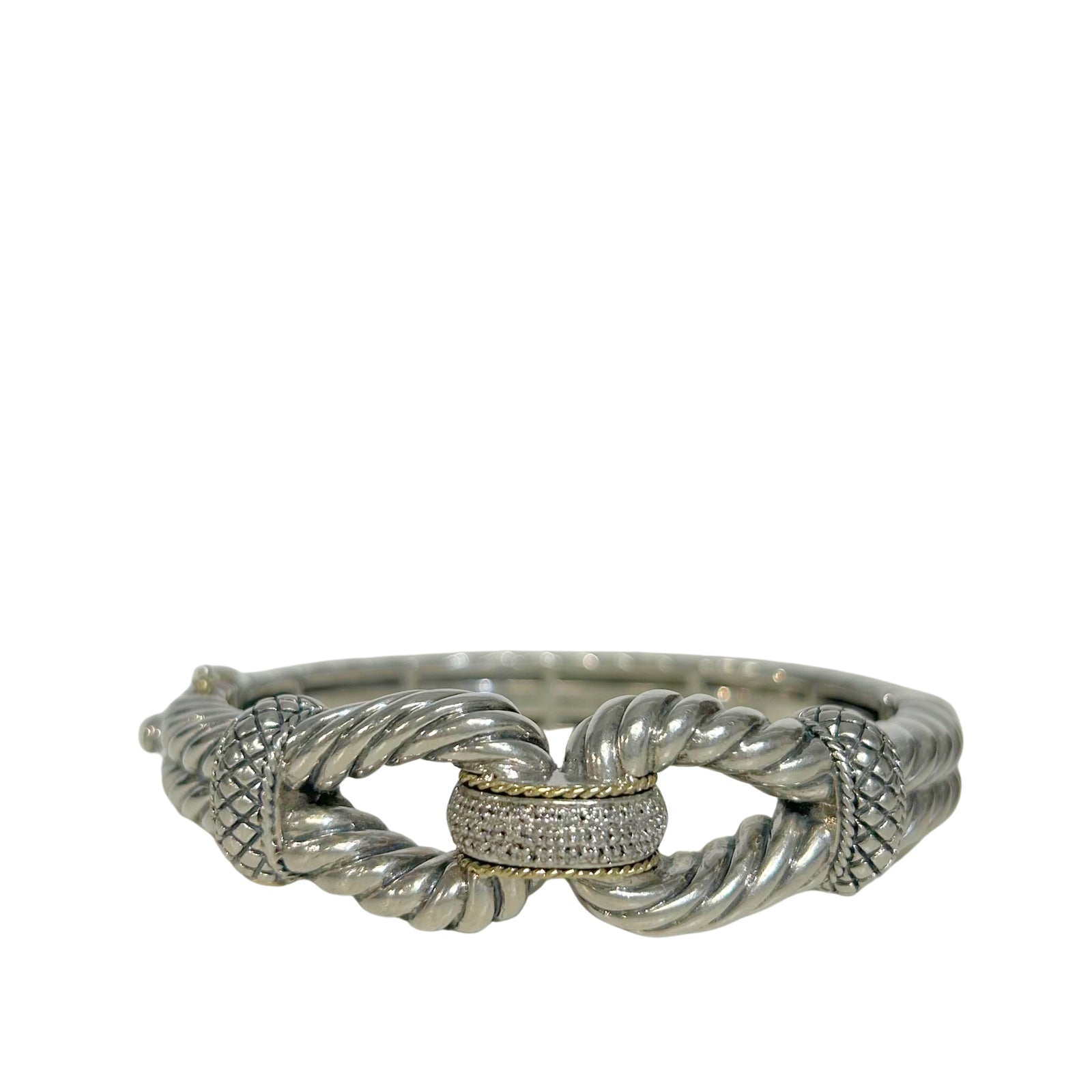 18K Gold & Silver Twisted Cable Diamond