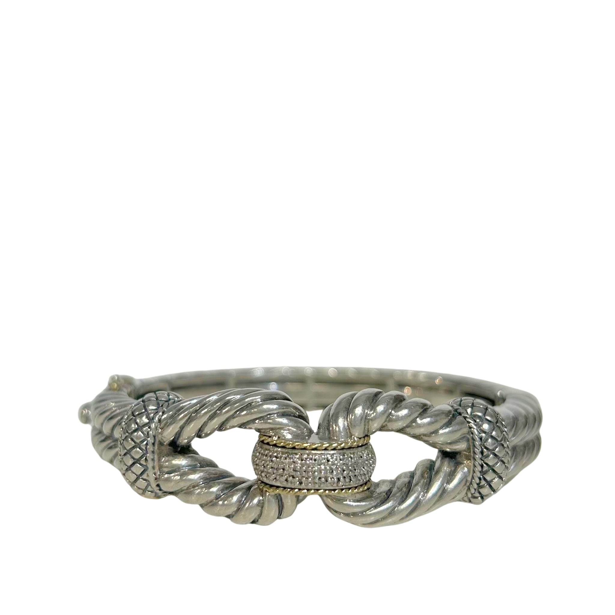 18K Gold & Silver Twisted Cable Diamond