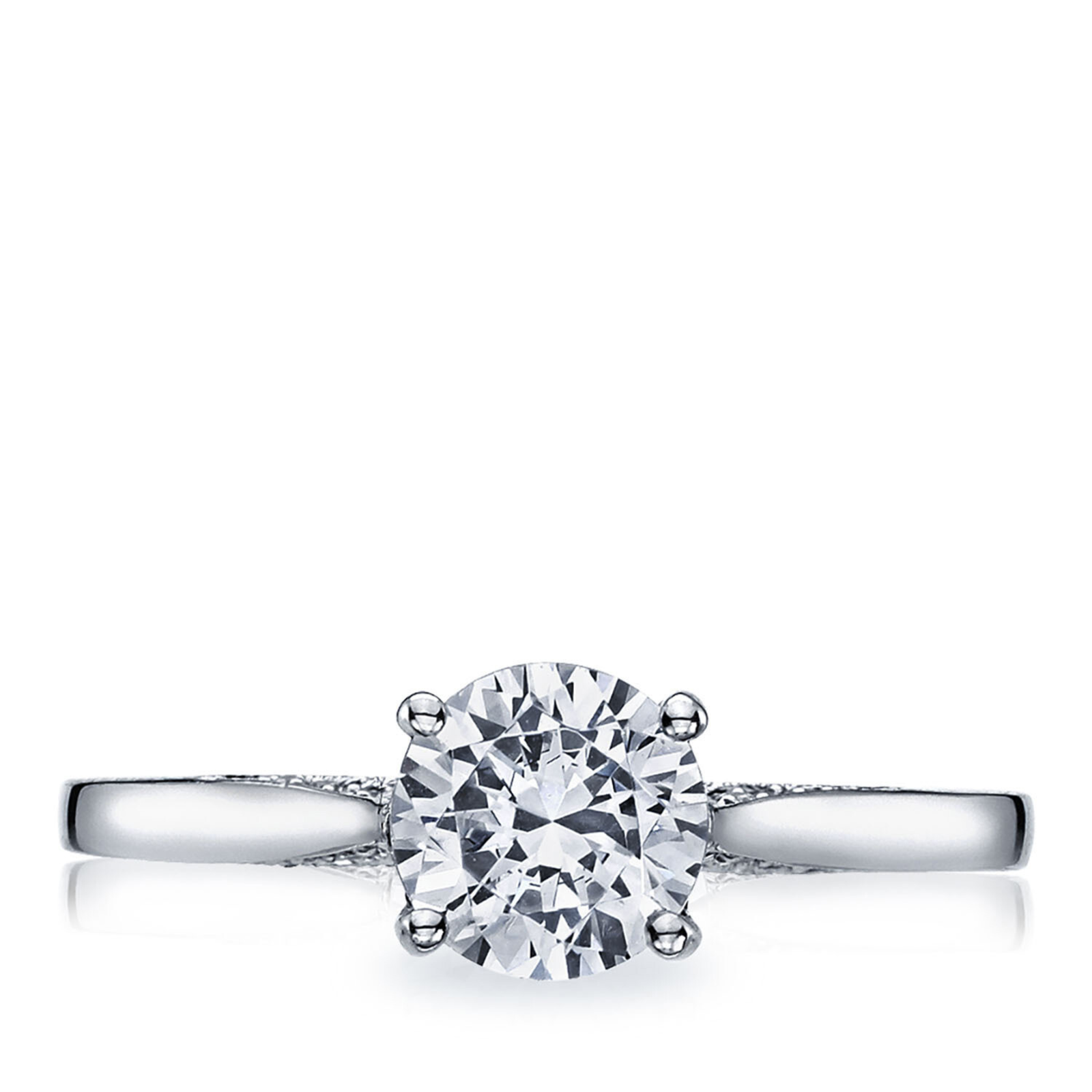 Dantela - Platinum Round Natural Diamond Solitaire Engagement Ring