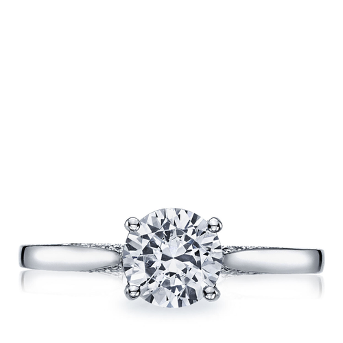 Dantela - Platinum Round Natural Diamond Solitaire Engagement Ring