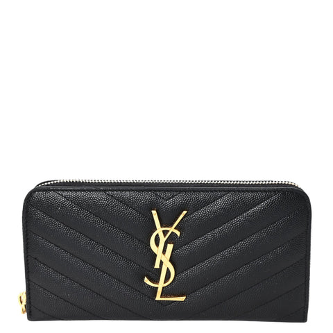 Chevron Monogram Flap Wallet in Black