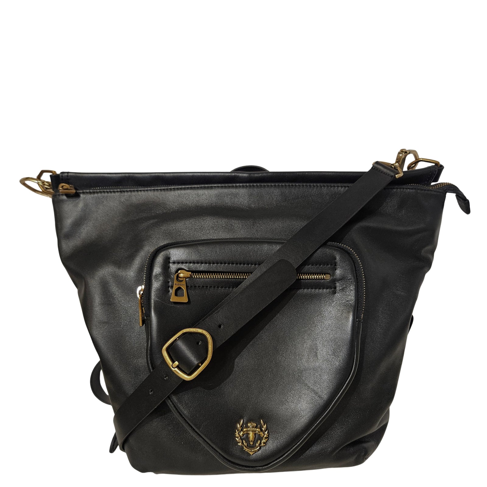 Black Leather Crossbody Bag/Backpack