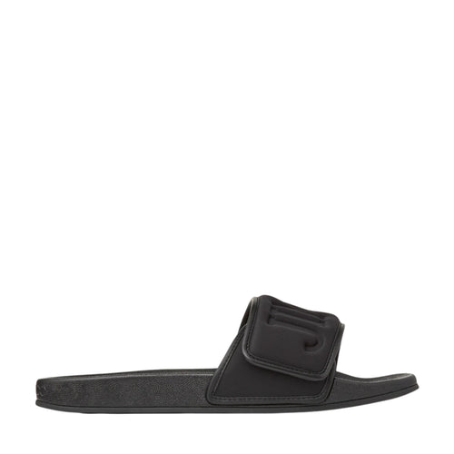 Fitz M Black Puffed Logo Lycra Slides - 40