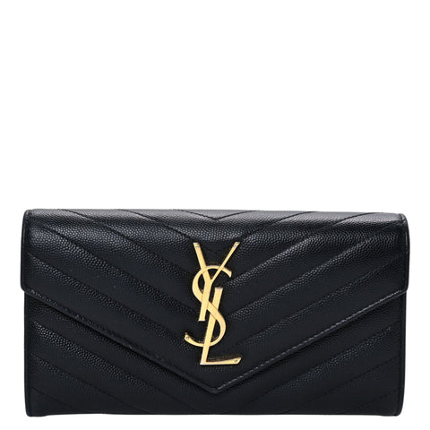 Chevron Monogram Zip Around Wallet in Black
