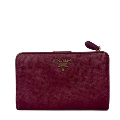 Saffiano Black Leather Logo Flap Wallet