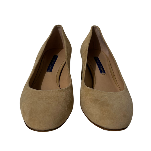 Beige Suede Block Heels 5