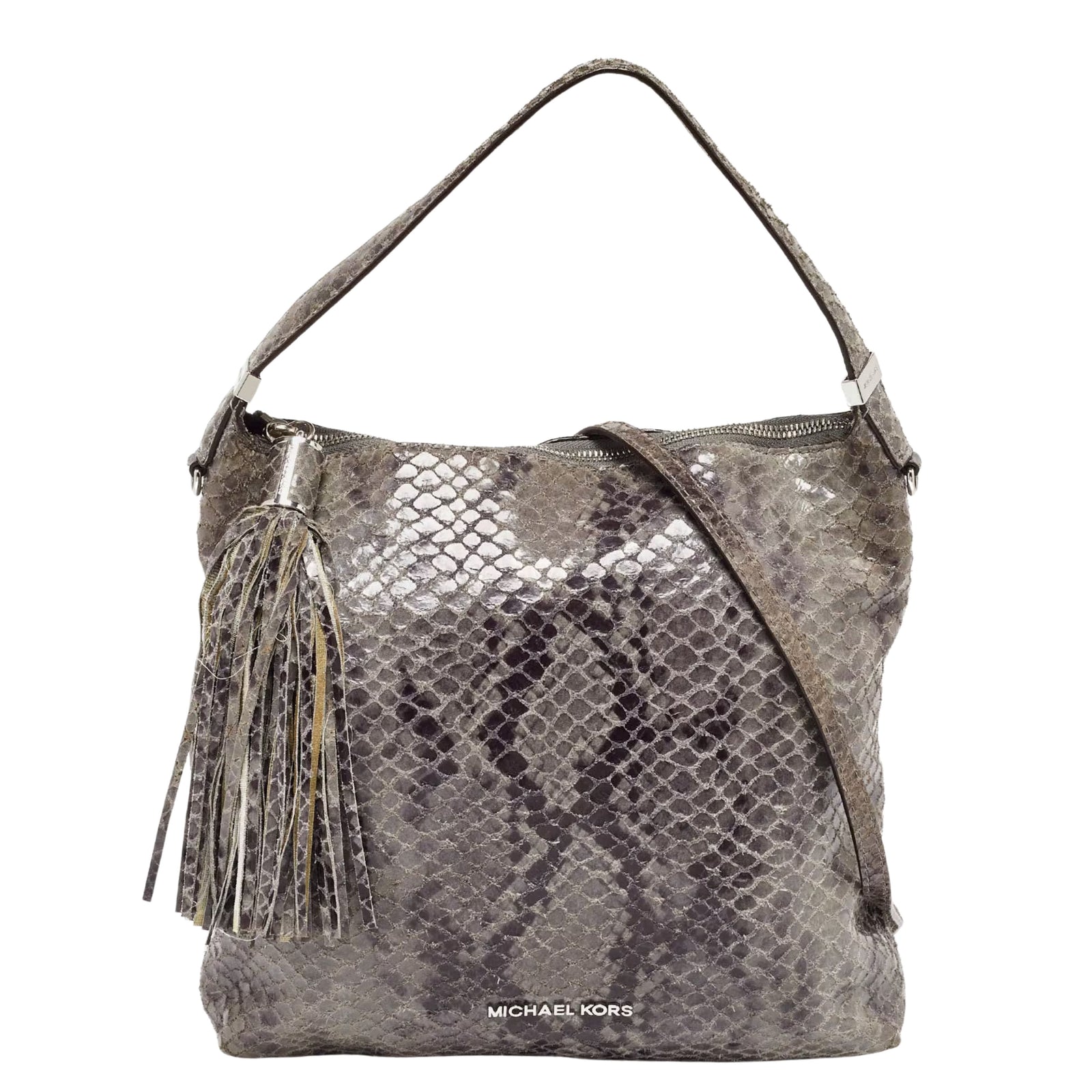 Bedford Snakeskin Grey Leather Shoulder Bag