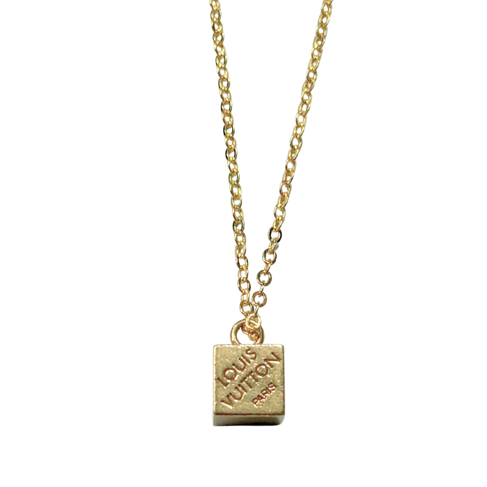 Repurposed Louis Vuitton Cube Pendant Necklace