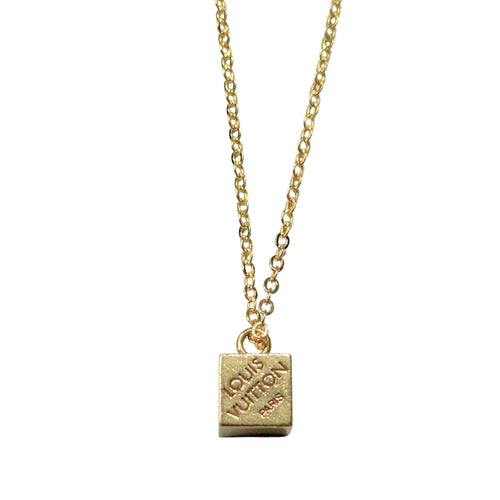 Repurposed Louis Vuitton Cube Pendant Necklace