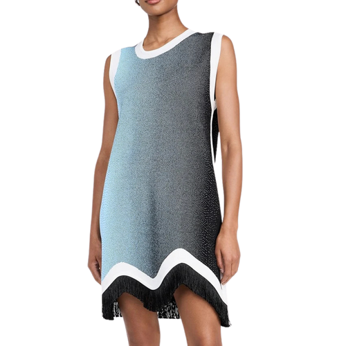 Daisy Gradient Print A-Line Dress With Fringe