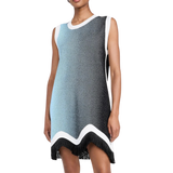 Daisy Gradient Print A-Line Dress With Fringe